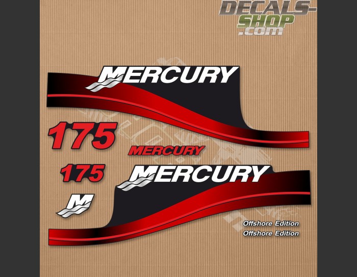 Mercury 175HP Offshore Edition Outboard Decal Kit RED Mercury 175HP Offshore Edition Outboard Decal Kit RED